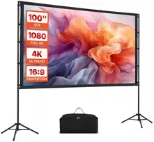 Projektorius Projektoriaus ekranas su stovu, 254 cm nešiojamas projekcinis ekranas, 160 laipsnių platus kampas, 4K HD lauko kino ekranas