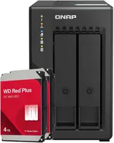 Serveris QNAP TS-253E-8G 8TB WD Raudona Plus NAS-Bundle NAS inkl. 2x 4TB WD Raudona Plus 3.5 col. SATA HDD