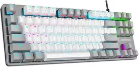 Mėlyna Klaviatūra žaidimams Rampage Snug Mėlyna su laidu mechaninė su pašvietimu balta ir-pilka