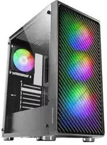 „tacens Mars Gaming MC-F Juodas“, ATX žaidimų pusiau bokštas, grūdinto stiklo langas, metalinis tinklelio priekis, 4x 120 mm ARGB ventiliatoriai