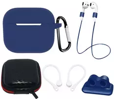 Dėklas Hurtel AirPods 3 silikoninių dėklų rinkinys su karabinu – mėlynas