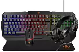 Deltaco 4-in-1 Gaming kit, Ausinės, Klaviatūra, Mice, Pelės kilimėlis