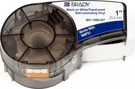 Brady M21-1000-427, permatoma, balta, lipni spausdintuvo etiketė, vinilinė, terminio perkėlimo, akrilinė, nuolatinė