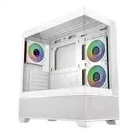 „Cooler Master Elite 690 Wood“, ATX, permatomas šoninis skydelis, 3x 120 mm ARGB ventiliatoriai, baltas