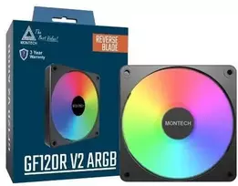 „Montech Fan GF120R V2 ARGB PWM“ atvirkštinis juodas 120 mm ventiliatorius