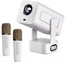 Extralink Išmanusis kino ir karaoke projektorius – IMS360, baltas | Filmų, žaidimų ir muzikos projektorius su 2 mikrofonais | 1080p, „Android 13“