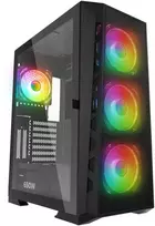 Kompiuterio korpusas Rampage Glare Mesh su 650W maitinimo šaltiniu 80+. 4x12cm ARGB aušintuvais. magnetinis grūdintas stiklas. ATX Mid-t