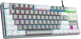 Rampage Snug K14 Pilka/Baltai mėlyna mechaninė žaidimų klaviatūra RGB Rainbow
