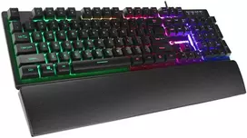 Žaidimų klaviatūra Rampage KB-RX77 RUNNER. juoda. Rainbow RGB apšvietimas. riešo atrama. USB