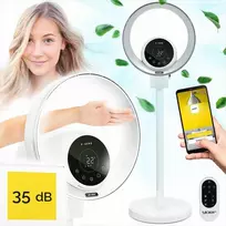 Pastatomas ventiliatorius be menčių 4in1 su oro gryninimo funkcija ir naktine lempa, WiFi valdymas, HEPA filtras ir UV lempa, išmanus ventiliatorius namams, oro valytuvas