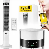 Coolwhisper Tylus koloninis ventiliatorius namų vėsinimui ir oro gryninimui, 19 dB triukšmo lygis, Wi-Fi plazminis jonizatorius, tylus pastatomas bokštinis ventiliatorius, oro cirkuliatorius