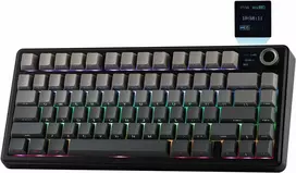 EPOMAKER F75 MAX belaidė mechaninė žaidimų klaviatūra 75% su TFT ekranu, US QWERTY, juoda
