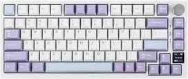 EPOMAKER Ajazz AK820 Pro belaidė 75% mechaninė žaidimų klaviatūra su TFT ekranu, RGB, BT 5.1/2.4 GHz, USB-C, balta–violetinė