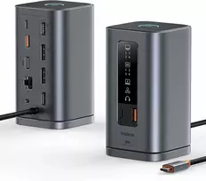 Baseus Spacemate WIN 11‑in‑1 USB‑C dokinė stotelė, 2x HDMI, DP, 100 W PD, 10Gb/s, pilka