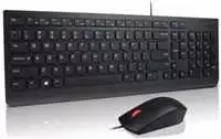 Klaviatūra LENOVO Essential laidinės USB klaviatūros + pelės rinkinys – USB, juoda