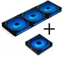 Lian Li UNI FAN SL-INF 120 ARGB Reverse Blade PWM Lüfter, 3er Pack inkl. Controller - 120mm, juodas + 1x UNI FAN SL-INF 120 PWM Lüfter, 120mm