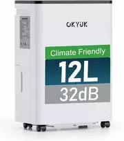OKYUK 12 l elektrinis oro sausintuvas su higrostatu, 190 W, 2.5 l bakelis, baltas