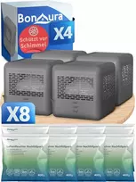BonAura AirOne Select elektros nereikalaujantis oro sausintuvas, 4 vnt., iki 40 m², su 8 x 400g užpildais