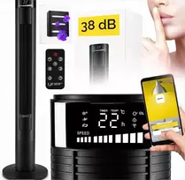 Tylus bokštinis ventiliatorius su Wi-Fi, jonizacija ir aromaterapija, 10 m oro srautas, 3 greičiai, 90° osciliacija, tylus pastatomas ventiliatorius, Wi-Fi koloninis ventiliatorius, jonizuojantis ventiliatorius