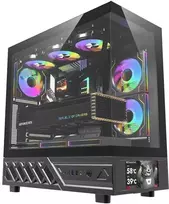 „DarkFlash DS950V“ kompiuterio korpusas su ekranu (juodas) + 6 ventiliatoriais