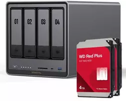 Serveris UGREEN DXP4800 Plus 8TB WD Raudona Plus NAS-Bundle NAS inkl. 2x 4TB WD Raudona Plus 3.5 col. SATA HDD