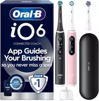 Braun Oral B - iO6 Elektrinis dantų šepetėlis 2 vnt. - Juodas & Rožinė