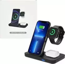Teltech Įkroviklis bezprzewodowa indukcinė 3in1 + uchwyt biurkowy 15W Juodas