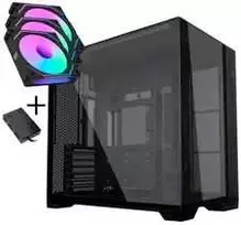 Lian Li O11 Vision Compact PC-Gehäuse Bundle + 3x UNI FAN SL-INF 120 Reverse Blade Lüfter - juodas