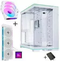 Lian Li O11 Dynamic EVO RGB PC-Gehäuse Bundle HydroShift II LCD-S 360TL AiO + 3x UNI FAN SL-INF 120 Reverse Blade Lüfter - baltas
