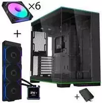 Lian Li O11D EVO RGB PC-Gehäuse Bundle + HydroShift II LCD-S 360TL AiO + 6x UNI FAN SL-INF 120 Reverse Blade Lüfter + UNI HUB SL-INF - juodas