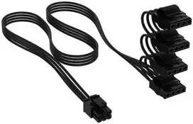 Corsair cables, Type 4, PATA power connectors, 450mm, 550mm, 650mm, 750mm, individually sleeved – juodas