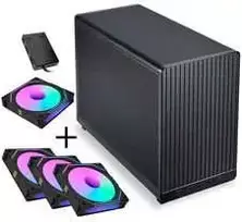 Lian Li DAN Cases A3-mATX - juodas + 3x UNI FAN SL-INF 120 ARGB Reverse Blade Lüfter + 1x Standard PWM Lüfter - 120mm (Inkl. Controller)