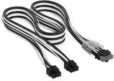 Corsair Premium Sleeved 2x 8-Pin to 12V-2×6 Cable, for Type-5 Power Supply – Juodas/Baltas