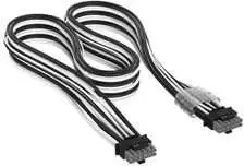 Corsair Premium Sleeved 12V-2×6 to 12V-2×6 Cable, Universal – Juodas/Baltas