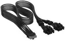 Corsair Premium Sleeved 12V-2×6 to 2x 6+2-Pin PCIe Cable, Universal – Juodas