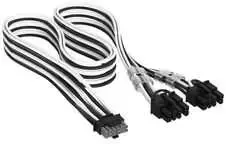 Corsair Premium Sleeved 12V-2×6 to 2x 6+2-Pin PCIe Cable, Universal – Juodas/Baltas
