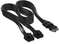 Corsair Premium Sleeved 2x 8-Pin to 12V-2×6 Cable, for Type 4 Power Supply – Juodas