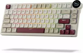 RK ROYAL KLUDGE mechaninė žema klaviatūra N80 su ekranu ir ratuku, 75 % belaidė, 80 klavišų, USB-C, raudoni linijiniai perjungikliai