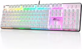 RK ROYAL KLUDGE mechaninė klaviatūra su RGB apšvietimu, pilno dydžio formato, raudonieji jungikliai, 104 klavišai, RK920