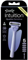 Barzdaskutė Wilkinson Sword Wilkinson Intuition Quattro Sensitive maszynka do golenia su 4 ostrzami i 5 wkładów