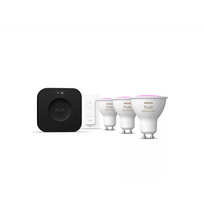 Philips Hue Starter Kit: Hue Bridge Pro + 3 GU10 Smart LED Bulbs + Dimmer Switch