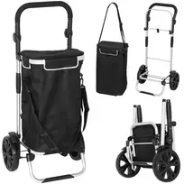 HOMCOM 3-in-1 sulankstomas pirkinių vežimėlis su 40L talpa, atlaiko iki 25kg, su šaldymo skyriumi, juodas