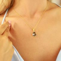 Sidabrinis kaklo papuošalas moterims Diamond Sky "Crystal Drop (Black Diamond)" su Preciosa kristalais