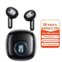 Naujos TWS Bluetooth 5.3 belaidės ausinės HD mikrofonas HIFI ausinės 13 mm tvarkyklė 60 ms mažas delsos 4 mikrofonai + ENC skambutis juoda