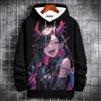 Cartoon Sexy Bad Girl Men's hoodie Autumn Casual Long Sleeve Pullover 3D Print Tops Fashion Streetwear Fashion Men's Hooded S