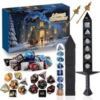 Kalėdinis Advento kalendorius 2025, Paslaptingas DND kauliukų rinkinys Atostogų Advento kalendorius 24 dienos, Tinka Dungeons and Dragons RPG, Stalo žaidimas vaidmenimis įvairiaspalvis