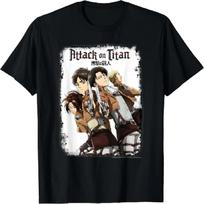 Attack on Titan Group Swords with Logo T-Shirt Men Clothing Anime Tshirt Streetwear Camisetas Ropa Hombre S juoda