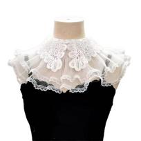 Lace Floral Pattern False Collar Elegant Woman Dress Shirt Decorative Collar 1 balta