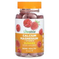 Lifeable, calcium magnesium + vitamin D3 gummies, natural raspberry flavor, 90 gummies