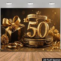 2D Goldene Hochzeit Backdrop, 50th Anniversary Photo Background for Party 47.2x31.5inch/120*80cm